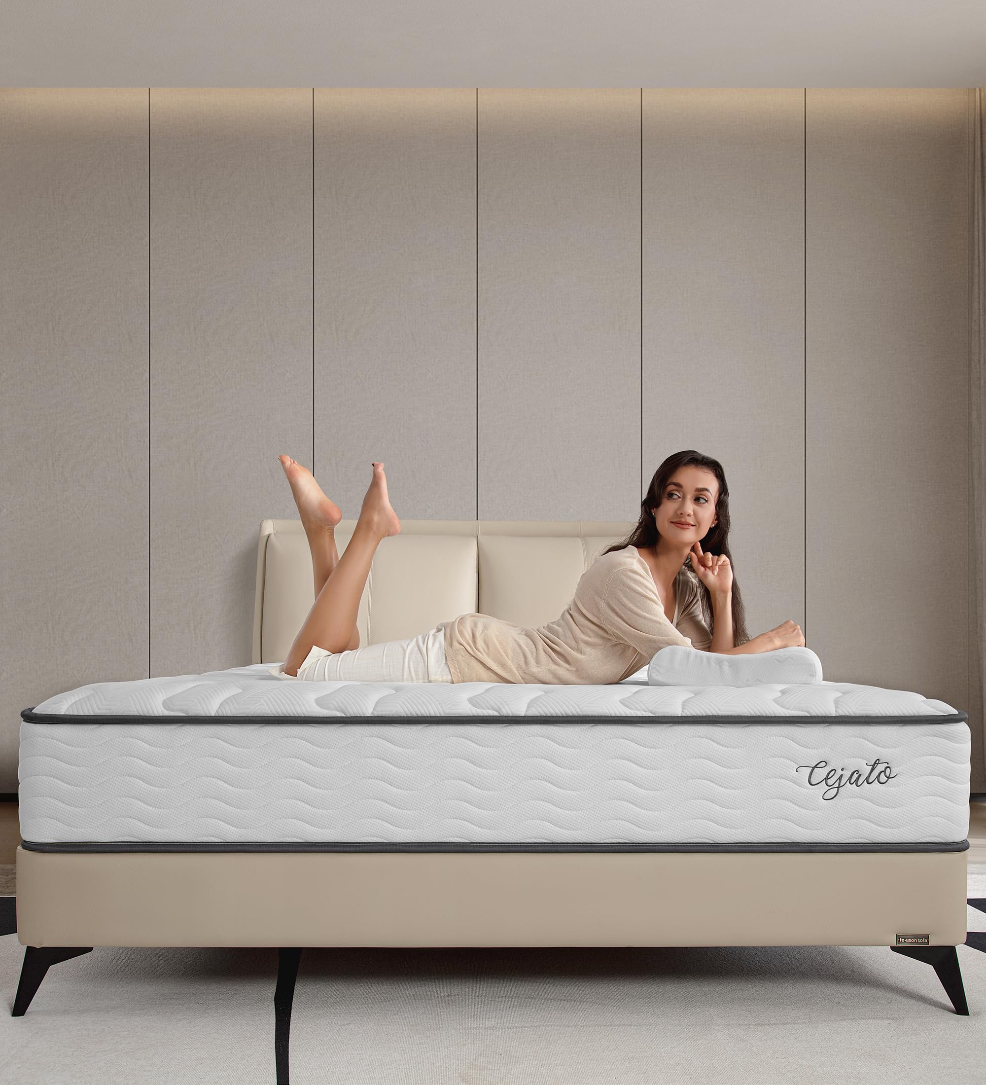 Cejato Queen Size Mattresses,10 Inch Memory Foam Hybrid Queen Mattresses In A Box White Mattress With Provide Sleep Support And